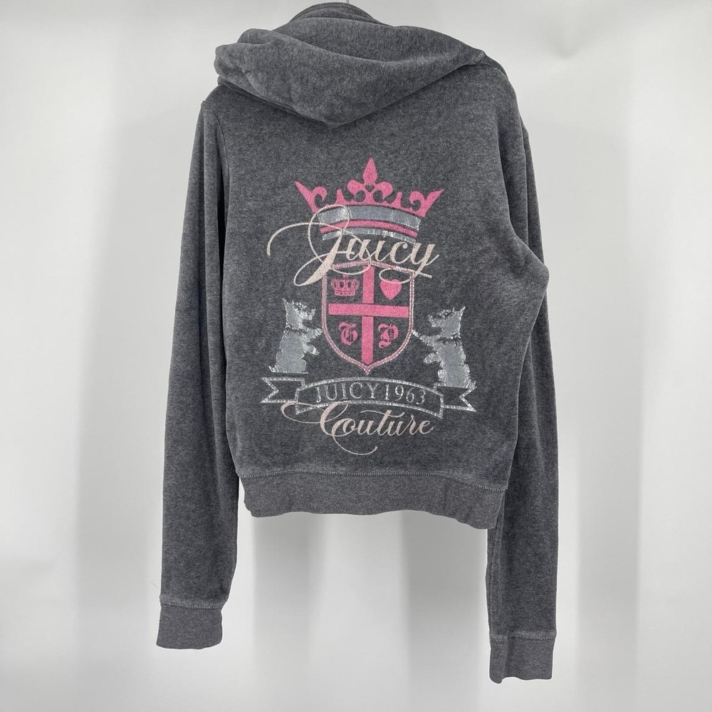 Y2K Juicy Couture Zip Up Hoodie Sweatshirt RARE 2010s Medium Preppy McBling
